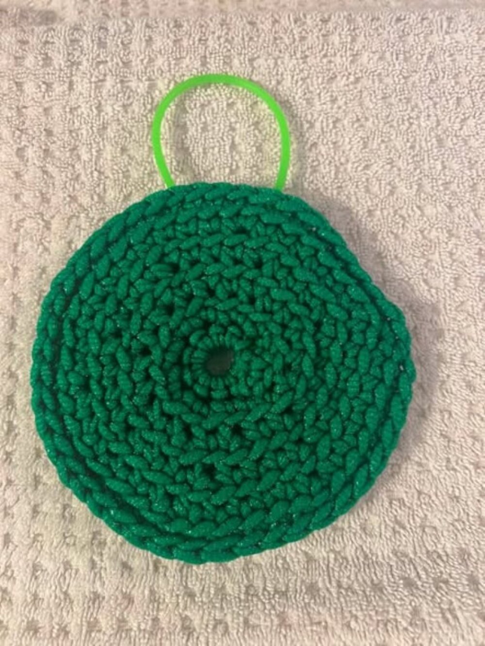 Body Exfoliator - Green - Washable - Made w/Scrubology Yarn (Designed for dishes